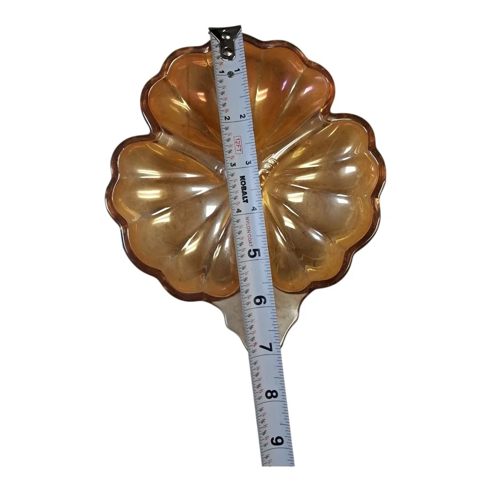 VTG Depression Carnival Glass Iridescent Marigold Gold‎ 3 Leaf Clover Candy Dish